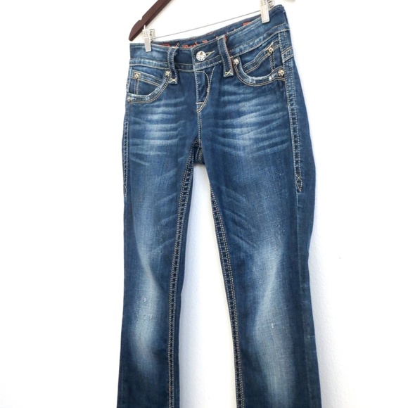 NEW! Rock Revival Gwen Easy Bootcut Denim Jeans Distressed Blue SZ 27 - Picture 8 of 13